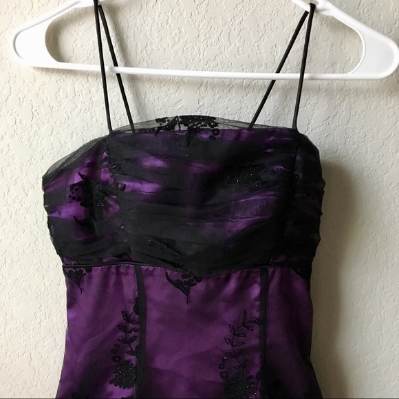 Purple + Mesh Detail Formal Dress - Picture 2 of 6